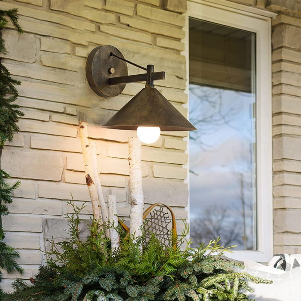 Farmhouse Wall Sconce Retro Outdoor Coach Light, Waterproof Industrial Porch Light Fixtures Wall Mount, Exterior Wall Lamp Vintage Wall Arm Lights for Doorway Garage