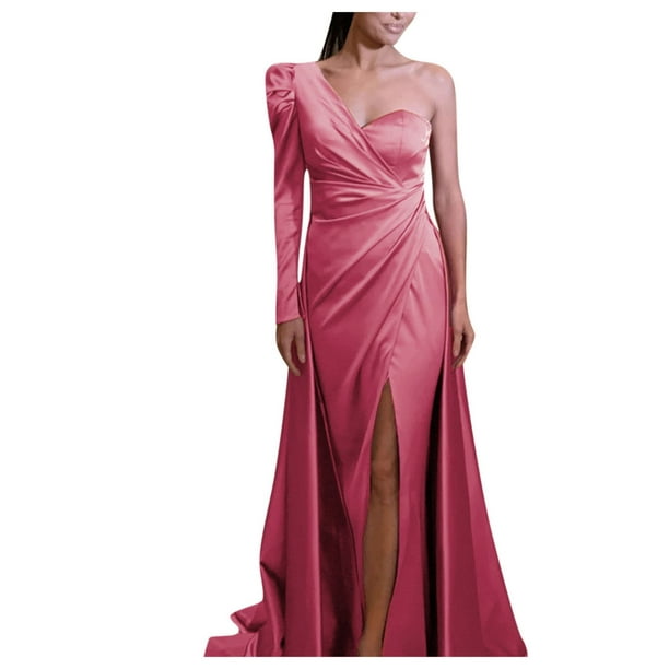 Summer Dresses For Women 2023 Slit Banquet Long Elegant Tail Shoulder ...