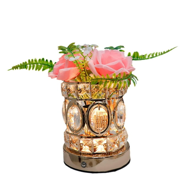 Lámpara de escritorio decorativa, luz de noche, adornos para decoración de bodas, luz de flor rosa para