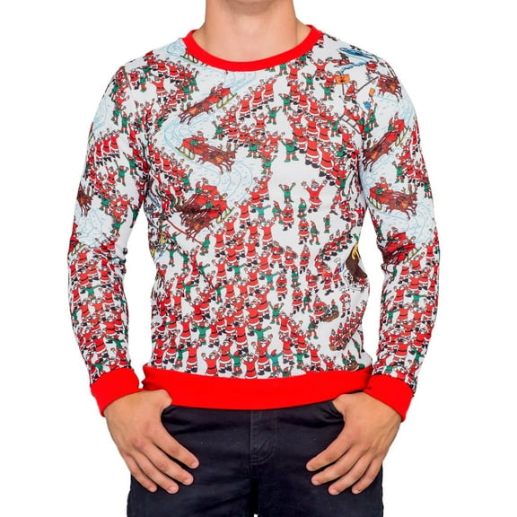 Where is Waldo Santa Sleds Long Sleeve Red and White Sweater