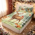 thumbnail image 2 of Manfei Dreamy Elk Fox Zipper Twin Comforter Sets with Fitted Sheet and 2 Pillowcases, Winter Holiday Wildlife Zipper Bedding Set, Cream Sage, Christmas Reversible, 4 Pieces, 2 of 7