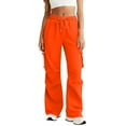 thumbnail image 6 of Cargo Sweatpants for Women with Multiple Pockets Wide Leg Sweat Pants Winter Warm Fleece Lined Women's Pants Saffron L, 6 of 6