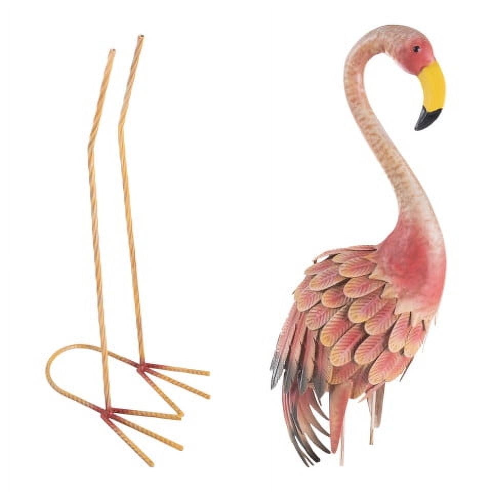 Pure Garden Set of 2 Metal Yard Art Flamingo Statues