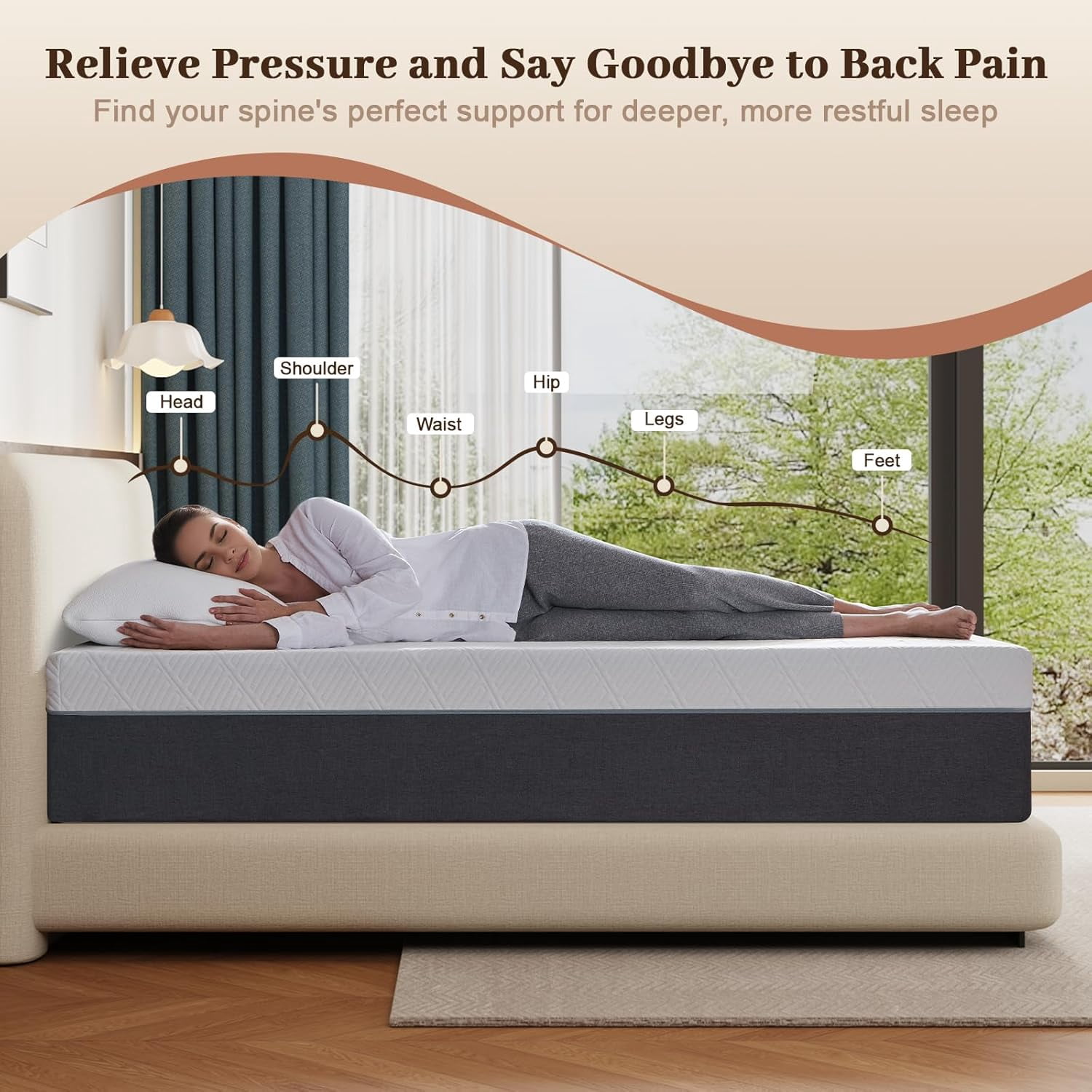 10-Inch Full Size Gel Memory Foam Mattress, Medium Firm Support, Pressure Relief, Motion Isolation, Fiberglass-Free