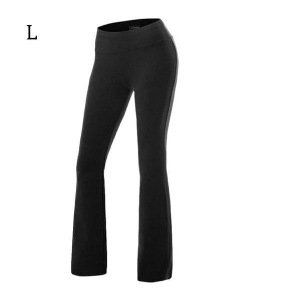 Pantalon de Yoga Taille Haute Pantalon Femme Pantalon Long Élastique, Noir, L