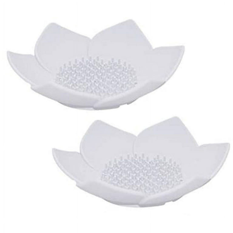 Lotus Shower Steamer Tray, Silicone Soap Dish, 4 Pack Lotus Flower Shape Shower Steamer Tray Small Self Draining Bar Soap Holder for Kitchen