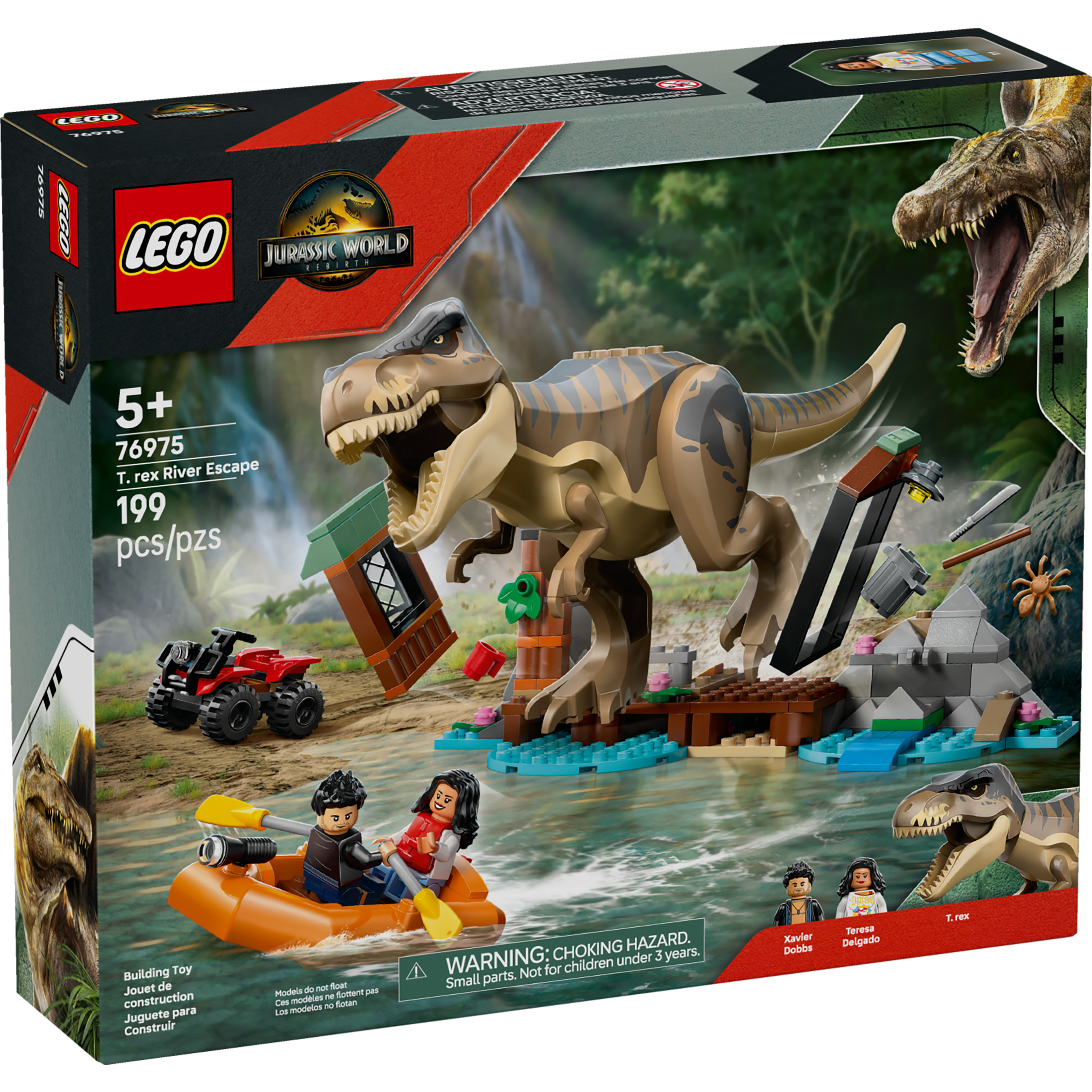 LEGO Jurassic World Escape del Río del T. rex - Juguete de Dinosaurio para Niños, Niñas, Mayores de 5-7 Años - Barco de Juguete de Jurassic World y Minifiguras LEGO - Regalo Creativo de Dinosaurio para Fans de Películas - 76975 2