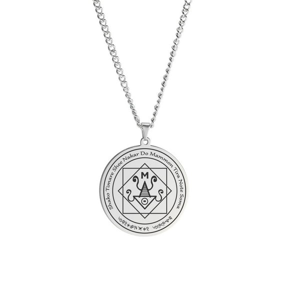TEAMER Steel Mammon God of Wealth Symbol Round Pendant Necklace Stainless Steel Jewelry Gift