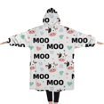 thumbnail image 2 of Oversized Wearable Blanket Hoodie,White Cow Moo Heart Pattern Sherpa Blanket Hoodie with Super Pockets,Super Warm Fuzzy Pullover for Women & Men, 2 of 6