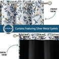 thumbnail image 3 of Vargottam Printed Blackout Curtains - Blue Bird Pattern, Set of 2 Panels, 42 x 72 Inches - Room Darkening, Thermal Insulated Window/Door Drapes with Grommets, 3 of 9