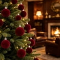 thumbnail image 3 of 42 Pcs Burgundy Flocked Christmas Balls, Shatterproof Velvet Christmas Tree Balls Ornaments, Plastic Xmas Hanging Baubles for Holiday Tree Home Decor, 3 of 8