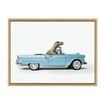 thumbnail image 5 of Kate and Laurel Sylvie Dino Driving 1958 Blue Corvette Framed Canvas Wall Art by Saint and Sailor Studios, 18x24 Natural, Cute Toy Car Art for Wall, 5 of 7