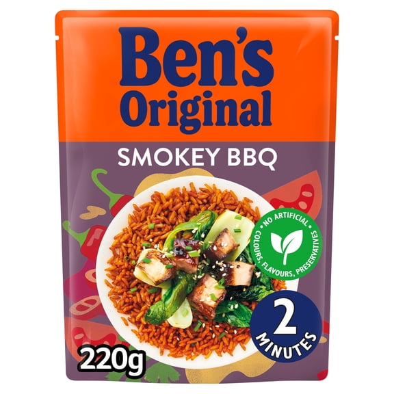 Ben's Original Smokey BBQ Microwave Rice 220g, Imported from Britain