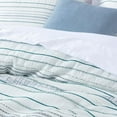 thumbnail image 6 of Chezmoi Collection 7-Piece Boho Clip Jacquard Bed in a Bag Set Queen Size, Teal Blue White Striped Soft Textured Lightweight Comforter Bedding for All Season with Bed Sheets Set, 6 of 9