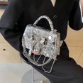 thumbnail image 3 of Bolso de mano para banquetes de lujo ligero, plateado brillante, tejido irregular, con lentejuelas y lazo, bolso bandolera versátil de moda, 3 of 5