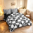 thumbnail image 2 of Manfei Vintage Grid 7pcs Queen Bedding,Cute Cherry Bedding Comforter Set Queen,Black White Red,Black Reversible, 2 of 7