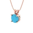 thumbnail image 2 of Clara Pucci 14K Rose Solid Hypoallergenic Gold 1Ct Turquoise Round Brilliant Cut Solitaire Designer Necklace Pendant For December, 2 of 6