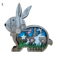 thumbnail image 1 of Rabbit Ornament Hollow-out Rustic Wooden Easter Retro Animal Sculpture Desktop Decoration, 1 of 8