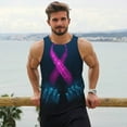 thumbnail image 6 of KLL Two Human Hands are Holds Ribbon Awareness Print Men's Muscle Gym Workout Stringer Tank Tops Bodybuilding Fitness T-Shirts Tank Tops Men-3X-Large, 6 of 7