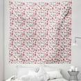 thumbnail image 1 of Love Tapestry, Cozy Valentine's Day Themed Repetitive Pattern of House Trees and Hearts, Fabric Wall Hanging Decor for Bedroom Living Room Dorm, 5 Sizes, Dark Coral and Pale Grey, by Ambesonne, 1 of 1