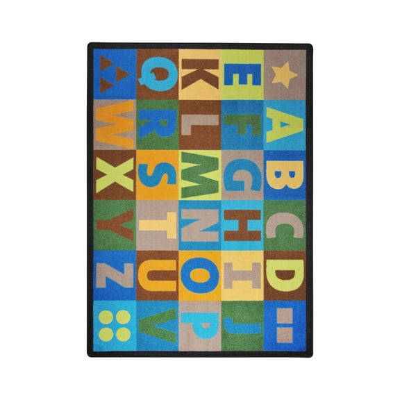 Oversize Alphabet 5'4" x 7'8" area rug in color Earthtone