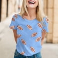 thumbnail image 2 of TSADFHJI Chandails en Molleton pour Femmes Sans Capuches Longs T-Shirt Décontracté Imprimé Cool à Manches Courtes Col Rond Bleu, 2 of 5