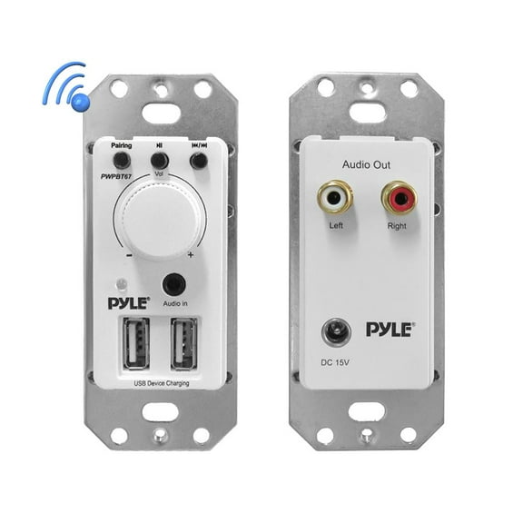 PYLE PWPBT67 - In-Wall Bluetooth Audio Receiver, Dual USB Device Charger & Aux Input for Sound Systems