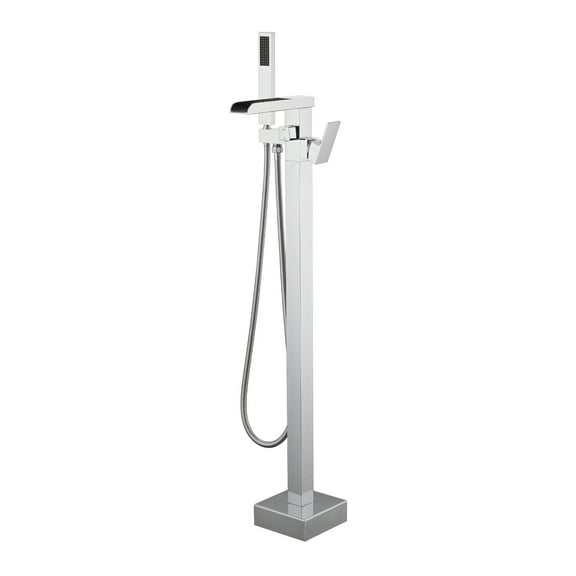 Freestanding Tub Faucet Replacement Bathroom Freestanding Waterfall Tub filler Matte Black Floor Mount Faucet with Hand Shower,Freestanding Tub Faucet Installation