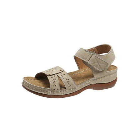 

Colisha Ladies Flat Sandal Hollow Out Sandals Open Toe Casual Shoes Outdoor Lightweight Shoe Summer Beige 8.5