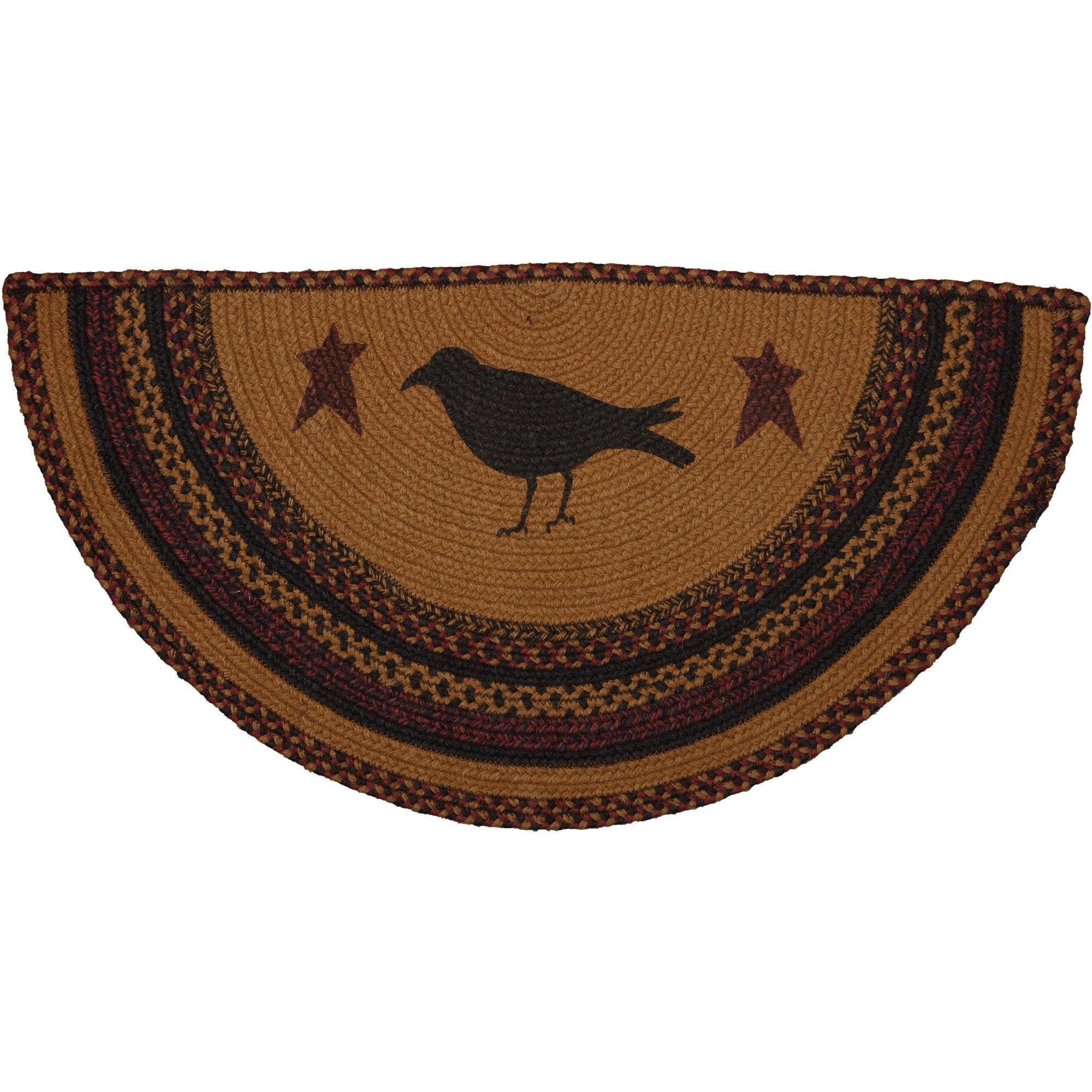 VHC Brands-1PK Kettle Grove Jute Braided Rug Half Circle 16.5\"x33\" with Rug Pad VHC Brands