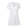 thumbnail image 4 of Dolkfu V-Neck Women'S Clothing Short Sleeve Mini White Faux-Wrap Dresses Modern Relaxed Fit Solid Cotton Blend Retro Vintage Garments White,Xxl, 4 of 6