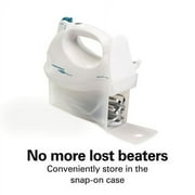 Hamilton Beach 6 Speed Hand Mixer with Snap-On Case, 3 Attachments, QuickBurst, White