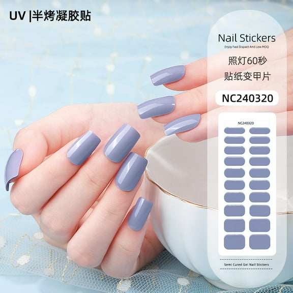 Solid color gel nail stickers uv light therapy semi-cured nail stickers