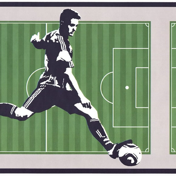 Concord Wallcoverings Wallpaper Border Sport Pattern Best in The Field, Colors Green Dark Blue Grey White, Size 9 Inches by 15 Feet LK8226BD