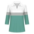 thumbnail image 4 of BSDJILFG Golf Shirts for Women with Collar,3/4 Sleeve Dressy Casual Summer Color Blocked Slim Fit V-Neck Office Work Blouse, 4 of 4