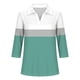 thumbnail image 3 of Camiseta de Solapa de Cuello en V de la Manga Superior de 3/4 de las Mujeres, Uso Diario Cómodo Casual, 3 of 4