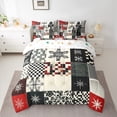 thumbnail image 2 of Feelyou Vintage Xmas Plaid Twin Bedding Sets 7-Piece, Winter Snowflake Bedding Comforter Set, Christmas Patchwork Reversible Sheet Sets, Breathable Home Decor, 2 of 7