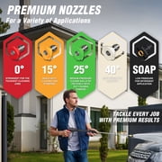 PowerSmart 3800PSI Gas Pressure Washer, 212cc Engine 2.5GPM 5 Quick-Adjustable Nozzles for Gardens