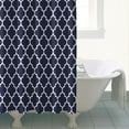 thumbnail image 4 of Navy and White Geometric Lattice Pattern Shower Curtain 72"x84" ,Bathroom Decorative Shower Curtains Set with 12 Hooks,Modern Waterproof Washable Shower Curtain, 4 of 6