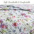 thumbnail image 3 of Vibrant Bold Bright Colorful Rose Watercolor Floral Bloom Purple 3 Piece Queen Microfiber Reversible Quilt Bedding Set, 3 of 6