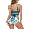 thumbnail image 3 of SWSMCLT Women's Padded Beach Push Up High Waisted Sexy Bikini Set Cutout Bathing Suit Twist Front Swimsuit Green Large, 3 of 3