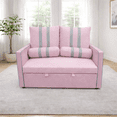 thumbnail image 4 of 68.5" Pull Out Sleeper Sofa Bed with USB Charging Port, Adjustable 3-Position Backrest, Modern Convertible Loveseat Couch for Living Room Guest Room, Pink, 4 of 13