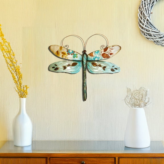 Eangee Home Design Dragonfly Wall Decor Blue And Pearl, Capiz and Metal, Indoor / Outdoor Safe, 14x1x12 Inches