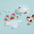 thumbnail image 3 of Infant Girls Swimsuits Tie-Up Tank Tops Ruffles Shorts Sun Hat Bikini Split Swimwear Set, 3 of 7