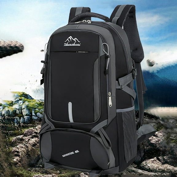 60L/85L Hiking Backpack for Camping & Travel - Waterproof Nylon, Breathable Mesh Shoulder Straps, Large Capacity - Red/Black/Blue - 36x18x57cm & 42x20x69cm