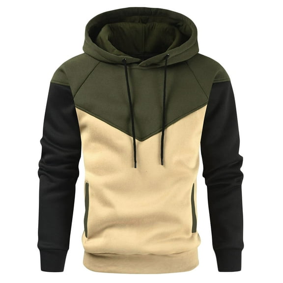 BXINGOHAI Men's Casual Hoodies Sweatshirts Cotton Breathable Pullover Shirts Color Block Hooded Sweatshirt Athletic Workout Tops With Pockets Drawstring Army Green,XXL