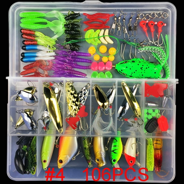 Edtara Multifunctional Fishing Lures Kit With Tackle Box Fake Bait Artificial Swimbait Fishing Hook Kit 106pcs/Set