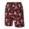 Adobk Ladybugs and Red Hearts Print Men's Swim Trunks Hawaiian Bathing