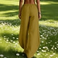 thumbnail image 4 of Babcutegg Womens Linen Pants Casual Fashion Wide Leg Soild Color Cotton Linen Elastic Waist Summer Clothes for Women Yellow Size M, 4 of 9