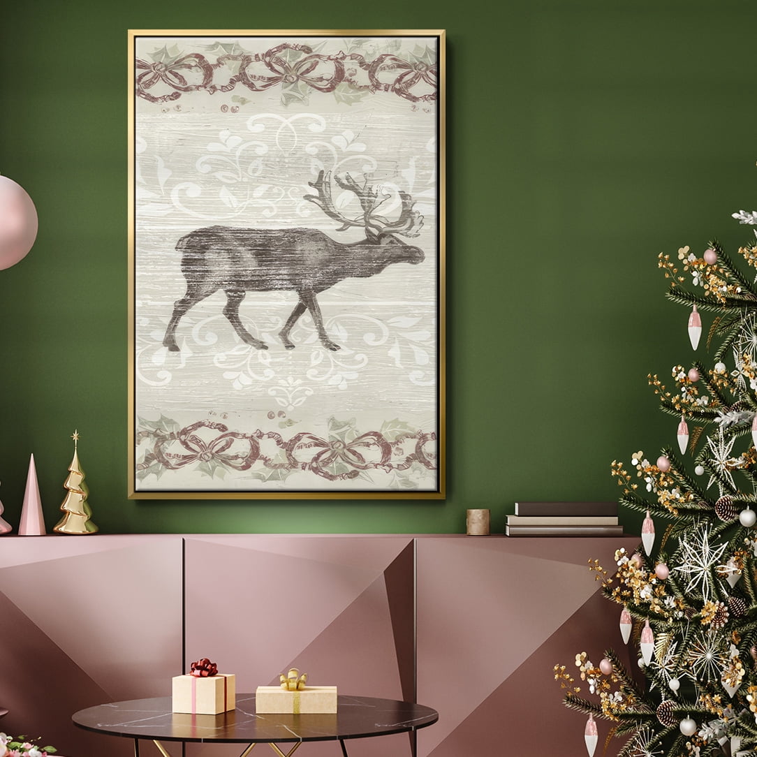 Cabin Christmas Collection B - Framed Gallery Wrapped Holiday Canvas - 25 x 37 - Gold Frame